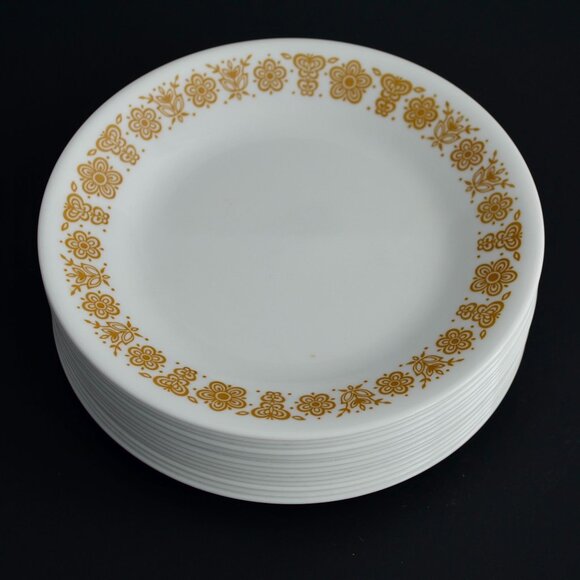 Corelle Butterfly Gold Salad Dessert Plates 6.75" Diameter Lot of 14 Vintage - Picture 1 of 4